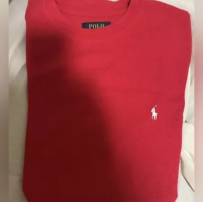 Polo Ralph Lauren Shirt Mens Red Waffle Knit Thermal Long Sleeve Crew Neck • $14