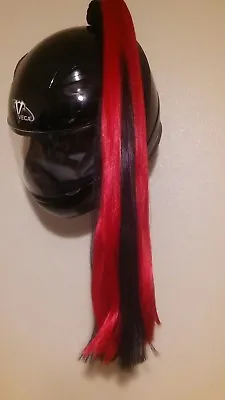 RED & BLACK Helmet Ponytail /  Motorcycle Bike Skate..Helmet Hair  24  Each • $22.87