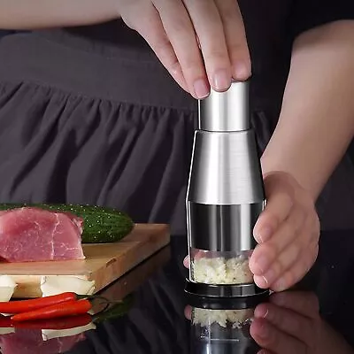 Pressed Garlic Chopper Stainless Steel Hand Food Chopper Slicer Dicer Peeler • $12.99