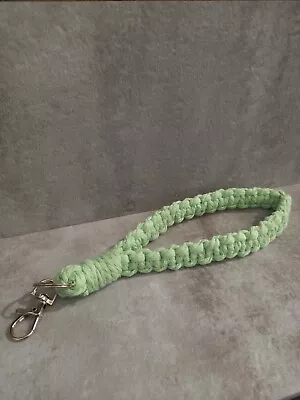 Handmade Green Macrame Teacher Knotted Wristlet Keychain Gift Wrist Strap Silver • $14.95