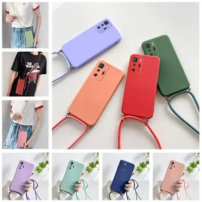 Case For Xiaomi Mi 11T 12T Redmi Note 9 10 11 Pro Liquid Silicone Lanyard Cover • $8.46