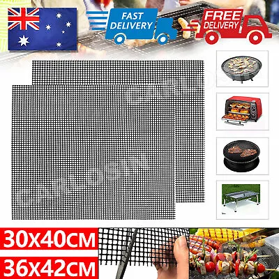 Charcoal BBQ Grill Mesh Mat Non-Stick Cooking Barbecue Liner Sheet Baking Pad AU • $6.45