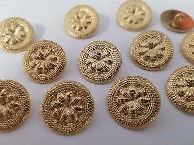 Vintage Buttons Set Of 6 Brass Gold Metal Tuz2313 • $10