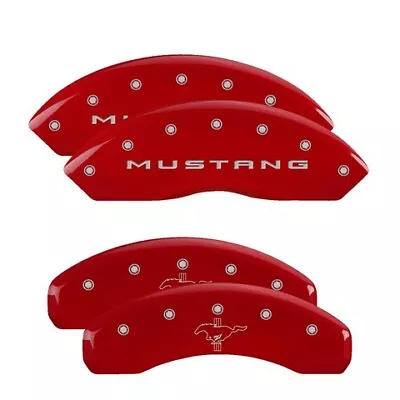 MGP Caliper Covers Set Of 4 Red Finish Silver Mustang / Bar & Pony (2015) • $289