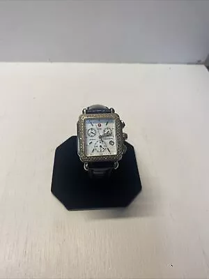 Michele Stainless Steel Deco Diamond Watch With A Mother Of Pearl Face (71-6000) • $250