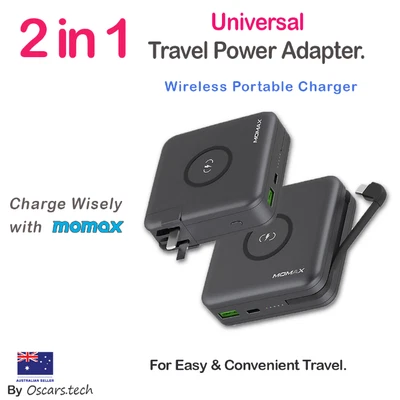 $39.95 • Buy Universal Travel Power Adapter USB C Fast Wireless Charger Portable PowerBank AU