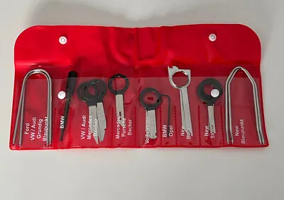 18pc CAR RADIO REMOVAL TOOL KIT KEYS STEREO Ford BMW Mercedes VW Audi Skoda • £9.50