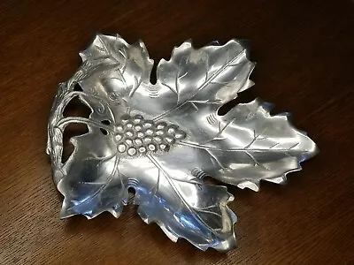 Vintage Large Cast Aluminum Leaf With Grape Dish Tray • $21