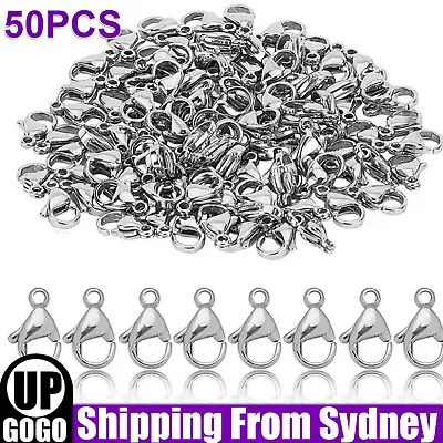 50x Stainless Steel Swivel Lobster Clasp Parrot Claw Hook Clip Closure Findings • $6.59