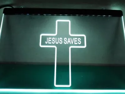 Jesus Saves LED Neon Light Sign Christian Cross Home Room Bar Pub Wall Art Décor • $24.95