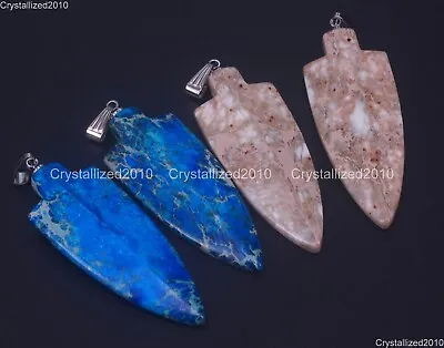 Natural Sea Sediment Jasper Gemstones Arrowhead Spear  Healing Pendant Necklace • £8.77