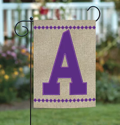 Toland Burlap Monogram 12 X 18 Cute Purple Decorative Initial Garden Flag • $9.99