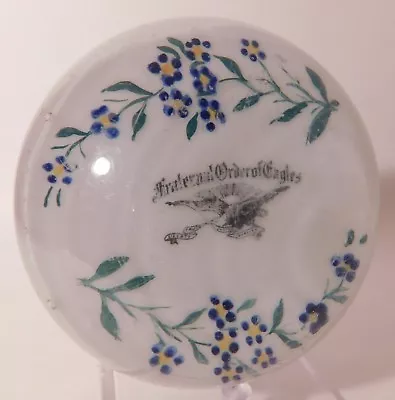 LARGE ANTIQUE Millville Enamel  FRATERNAL ORDER OF EAGLES  Art Glass Paperweight • $79