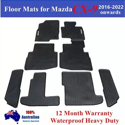 Heavy Duty Rubber Floor Mats For Mazda CX8 CX-9 2016 - 2022 7 Seats 3 Rows • $128