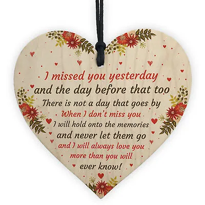 £3.99 • Buy Miss You Memorial Plaque Wooden Hanging Heart Mum Dad Nan Grandad Memorial Sign