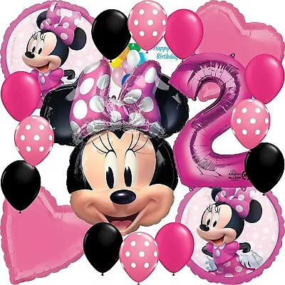 Disney Minnie Mouse Party Supplies Licensed Balloon Bouquet Bundle 2nd Birthday • £20.43