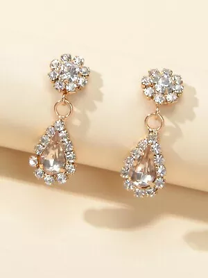 $1.99 • Buy Shining Rhinestone Crystal Flower Water Drop Earrings Girl Perfect Party Jewelry