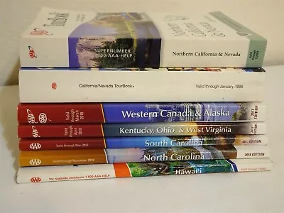 Lot 7 AAA TourBooks 1996-2018 California Hawaii Nevada Alaska N S Carolina • $10.99