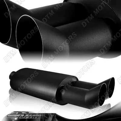 3  Outlet DTM Dual Slant Tip Black Stainless Steel 2.5  Inlet Exhaust Muffler • $52.99