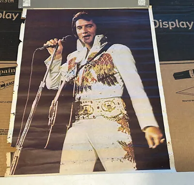 Rare Original Elvis Presley Concert Paper Poster Wearing White Jumpsuit 17”x22” • $20