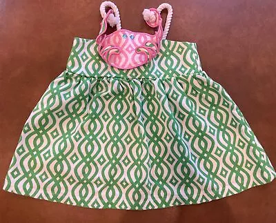 Mud Pie Toddler Girls Size 3T Green Pink Crab Rope Straps Geometric Sundress • $5