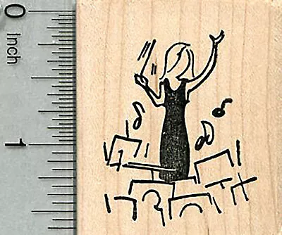 Female Conductor Rubber Stamp Orchestra Music Series G35413 WM • $16