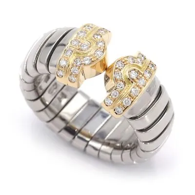 $2029.17 • Buy Bvlgari Parentesi 18K Yellow Gold Stainless Diamond Ring US Size 6.25 #52 8.4g