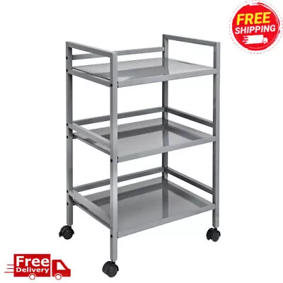 3 Tier Rolling Utility Serving Cart Storage Mobile Organizer Kitchen Metal Gray • $37.81