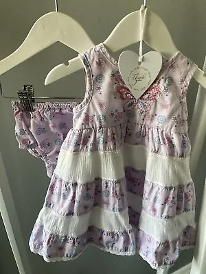 Baby Girls M & Co Lilac Floral Butterfly Dress Baby Girls Clothing 3-6 Months • £4.50