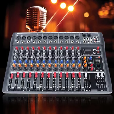 12 Channel Audio Mixer Bluetooth USB DJ Sound Mixing Console Amplifier Studio • $117.99