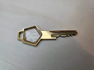 Vintage Gold-tone Key With Crystal Pentagon • $19.99