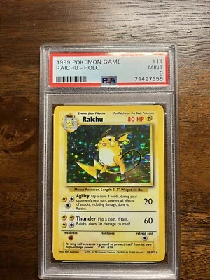 $75 • Buy 1999 Pokemon Base Set Raichu HOLO PSA9!!!