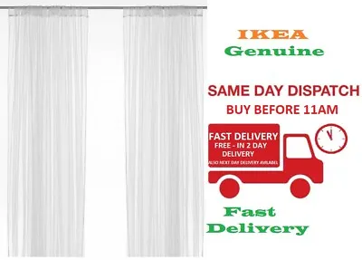IKEA LILL Brand New Pair Of Long Sheer Floaty White Net Curtains 280 X 250cm UK • £0.99