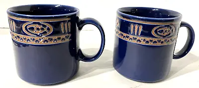 (2) LL Bean Dinnerware Katahdin X016 Mug Ceramic Indigo Clay Navy Coffee Mugs • $43.50