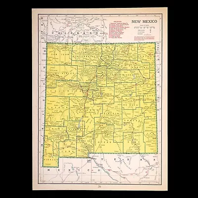 Vintage NEW MEXICO Railroad Map Depot Towns Santa Fe Albuquerque AT&SF RR 1940s • $11.95