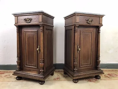 French Bedside Tables Louis XVI Cabinets With Marble Tops • £795