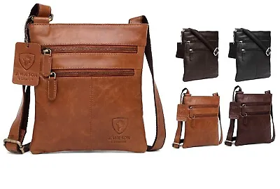 Mens Leather Shoulder Bag Designer Ladies Cross Body Work Messenger College Case • £25.16