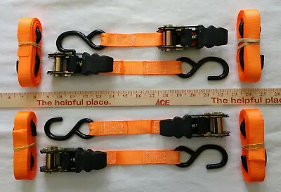 4 Pc 15'  Ratchet Tie Down Strap 1  Wide 1500 Lb. Motorcycle Cargo Security  • $23.85