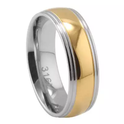 Two-Tone Comfort Fit Unisex 316 Stainless Steel Wedding Band • $14.99