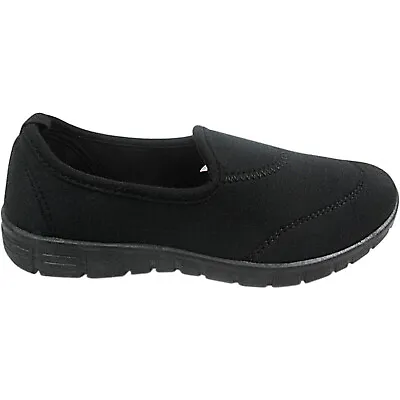 Womens Ladies Low Wedge Slip On MEMORY FOAM Pumps Trainers Shoes Nurse Work Size • £12.49