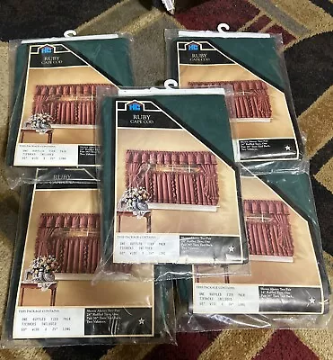 HOME CURTAIN CORP Ruby Cape Cod Curtains LOT OF 5 Pairs Emerald Green • $15