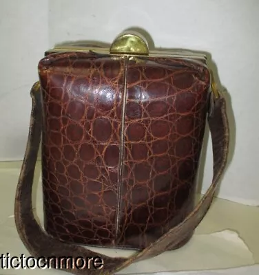 Vintage R & R Brown Alligator Rectangle Box Purse Handbag Semicircle Knob • $24.99