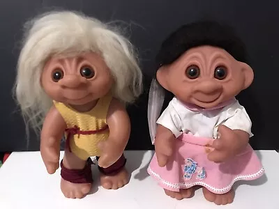 PAIR Vintage Thomas Dam 1977 9” Trolls Poodle Skirt Girl And Exercise Girl • $40