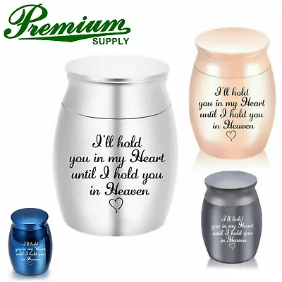 Small Silver Urn Cremation Human Ashes Holder Memorial Keepsake Ash Heart Heaven • £7.98