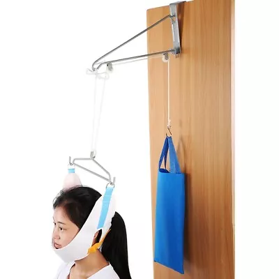 Cervical Traction Device Over Door Cervical Traction Adjustable Size Neck Relief • £29.38