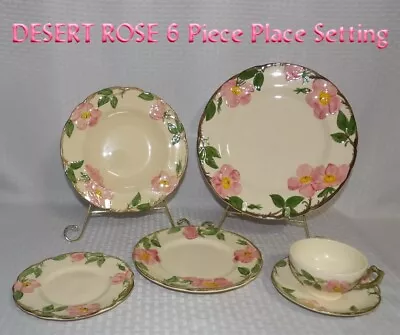 VINTAGE Franciscan DESERT ROSE ~6 PIECE Place Setting~ California U.S.A. #11 • $30