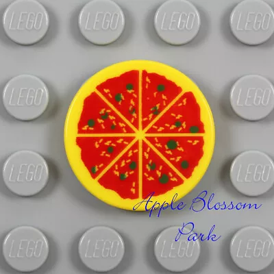 NEW Lego Minifig PIZZA W/Red - 2x2 Round Yellow Printed Kitchen Party Food Tile • $0.99