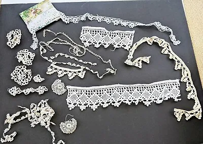 Lot Of Vintage Trim Lace Hand Crocheted Tatted Various Patterns ANTIQUE • $25