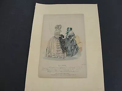 Antique- 1841- La Mode-French Fashion Paris- Hand Colored Lithograph Art Print. • $38.37