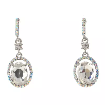 Silver Tone Metal Crystal Rhinestone Drop Post Earrings ER2521-SAB • $9.99